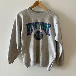 Hanes Gray New York Graphic Crewneck Sweater